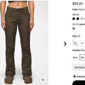 Prana "Halle Pant II" - climbing/yoga pants - slate green